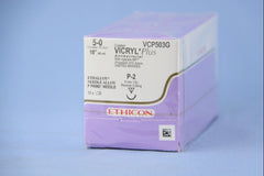 Absorbable Antibacterial Suture with Needle Coated Vicryl™ Plus Polyglactin 910 P-2 1/2 Circle Precision Reverse Cutting Needle Size 5-0 Braided (12/BX) MK-468725