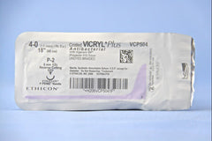 Absorbable Antibacterial Suture with Needle Coated Vicryl™ Plus Polyglactin 910 P-2 1/2 Circle Precision Reverse Cutting Needle Size 4-0 Braided  (12/BX) MK-468726