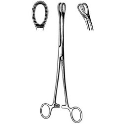 Sponge Forceps Sklar® Foerster-Ballenger 9-1/2 Inch Length OR / Surgical Grade German Stainless Steel NonSterile Locking Finger Ring Handle Straight Fenestrated Serrated Oval Tips EACH MK-46918