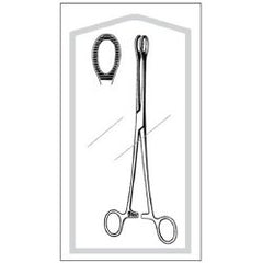 Sponge Forceps Econo Sterile™ Foerster-Ballenger 9-1/2 Inch Length Floor / Office Grade Pakistani Stainless Steel Sterile Locking Finger Ring Handle Straight Fenestrated Serrated Oval Tips EA/CS MK-470360