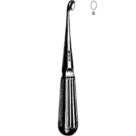 Bone Curette Sklar® Bruns 6-3/4 Inch Length Hollow Handle with Grooves Size 0 Tip Straight Oval Cup Tip Each MK-470528
