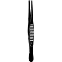 Tissue Forceps Sklar Black™ Laser 4-1/2 Inch Length OR / Surgical Grade Coated Stainless Steel NonSterile NonLocking Thumb Handle Straight 1 X 2 Teeth EACH MK-470603