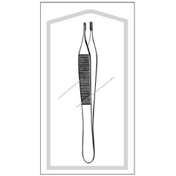 Tissue Forceps Econo Sterile™ Adson-Brown 4-3/4 Inch Length Floor / Office Grade Pakistani Stainless Steel Sterile NonLocking Thumb Handle Straight 7 X 7 Side Grasping Teeth CASE OF 25 MK-471520