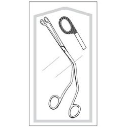 Catheter Forceps Econo Sterile™ Magill 9-3/4 Inch Length Floor / Office Grade Pakistani Stainless Steel Sterile NonLocking Finger Ring Handle Straight Fenestrated Serrated Oval Tips CASE OF 25 MK-473233