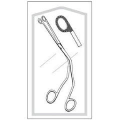 Catheter Forceps Econo Sterile™ Magill 9-3/4 Inch Length Floor / Office Grade Pakistani Stainless Steel Sterile NonLocking Finger Ring Handle Straight Fenestrated Serrated Oval Tips CASE OF 25 MK-473233