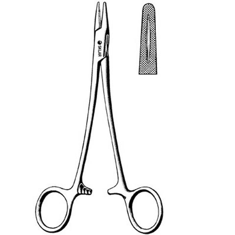 Needle Holder Mayo-Hegar 9 Inch Length Straight Serrated Tip Finger Ring Handle Each MK-475369