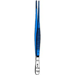 Dressing Forceps Sklar Blue™ Electrosurgical 10 Inch Length OR / Surgical Grade Coated Stainless Steel NonSterile NonLocking Thumb Handle Straight Serrated Tips EACH MK-483848