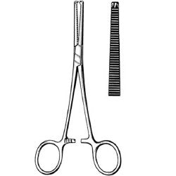 Tissue Forceps Surgi-OR™ Rochester-Ochsner 7-1/4 Inch Length Mid Grade Stainless Steel NonSterile Locking Finger Ring Handle Straight Serrated Tips with 1 X 2 Teeth EACH MK-492670