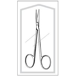Iris Scissors Econo Sterile™ 4-1/2 Inch Length Floor / Office Grade Pakistani Stainless Steel Sterile Finger Ring Handle Curved on Flat Sharp Tip / Sharp Tip CASE OF 100 MK-496331