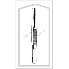 Tissue Forceps Econo Sterile™ 5 Inch Length Floor / Office Grade Pakistani Stainless Steel Sterile NonLocking Thumb Handle Straight 1 X 2 Teeth BOX OF 50 MK-496707