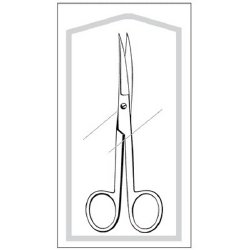 Operating Scissors Econo Sterile™ 5-1/2 Inch Length Floor / Office Grade Pakistani Stainless Steel Sterile Finger Ring Handle Curved on Flat Sharp Tip / Sharp Tip BOX OF 1 MK-506729