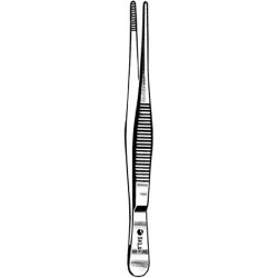 Dressing Forceps Econo Sterile™ 5 Inch Length Floor / Office Grade Pakistani Stainless Steel Sterile NonLocking Thumb Handle Straight Serrated Tips CASE OF 50 MK-512035
