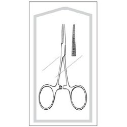 Mosquito Forceps Econo Sterile™ Hartmann 3-1/2 Inch Length Floor / Office Grade Pakistani Stainless Steel Sterile Locking Finger Ring Handle Straight Serrated Tips CASE OF 25 MK-518008