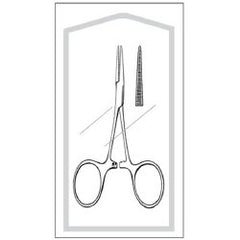 Mosquito Forceps Econo Sterile™ Hartmann 3-1/2 Inch Length Floor / Office Grade Pakistani Stainless Steel Sterile Locking Finger Ring Handle Straight Serrated Tips CASE OF 25 MK-518008