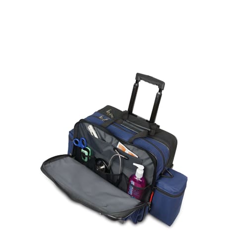marketlab Rolling Medical Bag with Clear Pockets  16"W x 9"D x 13"H • 7.6lb, Navy No Lock 1 / each