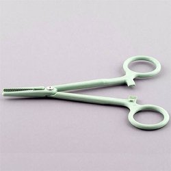 Hemostatic Forceps Sklar® 5-1/4 Inch Length Floor / Office Grade Plastic Sterile Locking Finger Ring Handle Straight Blunt Serrated Tips CASE OF 100 MK-534072
