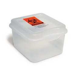 marketlab Hard Plastic Specimen Container with Biohazard Label • 6.5"W x 7.625"L x 4.5"H 1/ea