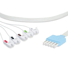 marketlab Disposable ECG Leadwires Philips 5-Lead Pinch , Single Pin Yoke 10 / pk