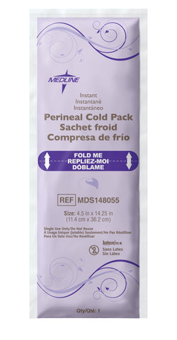 Instant Cold Pack Medline Deluxe Perineal One Size Fits Most 4-1/2 X 14-1/4 Inch Plastic / Calcium Ammonium Nitrate / Water Disposable DLX W/OB PAD (24/CS) MK-542058