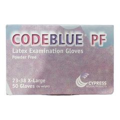 McKesson Exam Glove CODEBLUE® PF X-Large NonSterile Latex Extended Cuff Length Fully Textured Blue Not Rated Box - 546243