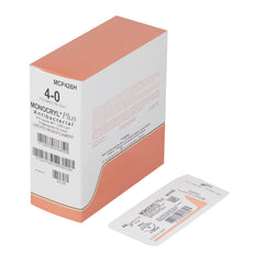 Absorbable Antibacterial Suture with Needle Monocryl™ Plus Poliglecaprone 25 with Irgacare MP Antibacterial Suture PS-2 3/8 Circle Precision Reverse Cutting Needle Size 4-0 Monofilament (36/BX) MK-547471