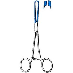 Tissue Forceps Sklar Blue™ Electrosurgical Allis 7-1/2 Inch Length OR / Surgical Grade Coated Stainless Steel NonSterile Locking Finger Ring Handle Straight 5 X 6 Teeth EACH MK-550084