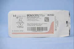 Absorbable Antibacterial Suture with Needle Monocryl™ Plus Poliglecaprone 25 with Irgacare MP Antibacterial Suture P-3 3/8 Circle Precision Reverse Cutting Needle Size 6-0 Monofilament (12/BX) MK-550710