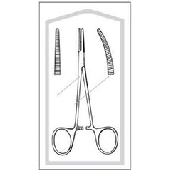 Mosquito Forceps Econo Sterile™ Halsted 5 Inch Length Floor / Office Grade Pakistani Stainless Steel Sterile Locking Finger Ring Handle Curved Serrated Tips CASE OF 100 MK-560267