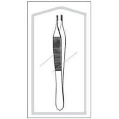 Tissue Forceps Econo Sterile™ Adson-Brown 4-3/4 Inch Length Floor / Office Grade Pakistani Stainless Steel Sterile NonLocking Thumb Handle Straight 7 X 7 Side Grasping Teeth CASE OF 50 MK-560269