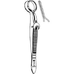 Chalazion Forceps Sklar® Heath 3-1/2 Inch Length OR / Surgical Grade German Stainless Steel NonSterile Locking Thumb Handle Angled Circular Paddle / Ring Tips EACH MK-579941