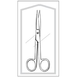 Operating Scissors Econo Sterile™ 5-1/2 Inch Length Floor / Office Grade Pakistani Stainless Steel Sterile Finger Ring Handle Straight Sharp Tip / Sharp Tip BOX OF 25 MK-584651