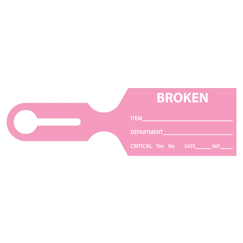 marketlab Instrument Tray Tags  2.5"W x 8.5"L, "BROKEN" • Pink 1000 / pk