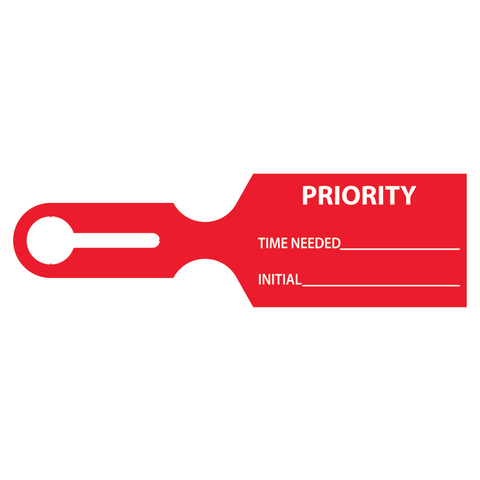 marketlab Instrument Tray Tags 2.5"W x 8.5"L, "PRIORITY" • Red 1000 / pk