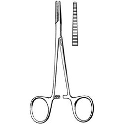 Mosquito Forceps Sklar® Halsted 5 Inch Length OR / Surgical Grade German Stainless Steel NonSterile Locking Finger Ring Handle Straight Serrated Tips EACH MK-65062