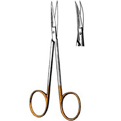 Iris Scissors Surgi-OR™ 4-1/2 Inch Length Mid Grade Stainless Steel / Tungsten Carbide NonSterile Finger Ring Handle Curved on Flat Sharp Tip / Sharp Tip EACH MK-695241