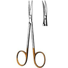 Iris Scissors Surgi-OR™ 4-1/2 Inch Length Mid Grade Stainless Steel / Tungsten Carbide NonSterile Finger Ring Handle Curved on Flat Sharp Tip / Sharp Tip EACH MK-695241