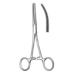 Hemostatic Forceps Sklar® Rochester-Pean 12 Inch Length OR / Surgical Grade German Stainless Steel NonSterile Locking Finger Ring Handle Curved Serrated Tips EACH MK-699318