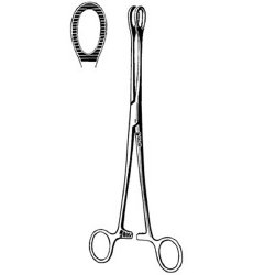 Sponge Forceps Sklar® Foerster 9-1/2 Inch Length OR / Surgical Grade German Stainless Steel NonSterile Locking Finger Ring Handle Straight Fenestrated Serrated Oval Tips EACH MK-71641
