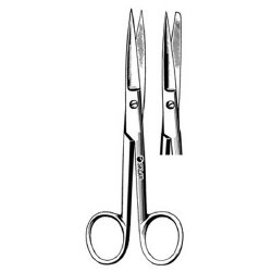 Operating Scissors Econo Sterile™ 4-1/2 Inch Length Floor / Office Grade Pakistani Stainless Steel Sterile Finger Ring Handle Straight Sharp Tip / Blunt Tip CASE OF 25 MK-717634