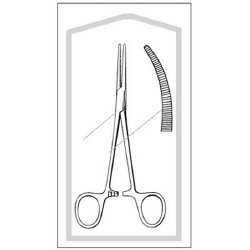 Hemostatic Forceps Econo Sterile™ Crile 5-1/2 Inch Length Floor / Office Grade Pakistani Stainless Steel Sterile Locking Finger Ring Handle Curved Serrated Tips BOX OF 25 MK-735194