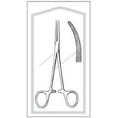 Hemostatic Forceps Econo Sterile™ Crile 5-1/2 Inch Length Floor / Office Grade Pakistani Stainless Steel Sterile Locking Finger Ring Handle Curved Serrated Tips BOX OF 25 MK-735194
