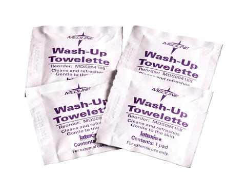 Antiseptic Skin Towelette Medline Wash-Up Individual Packet Unscented 100 Count  (100/BX 10BX/CS) MK-812814