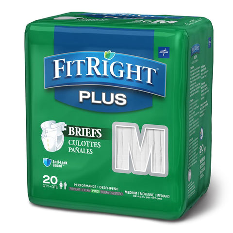 Incontinence Brief FitRight™ Plus Adult Medium Unisex Disposable Moderate Absorbency CLOTH LIKE FITPLUS MED 32-42" (20/BG 4BG/CS) MK-835153