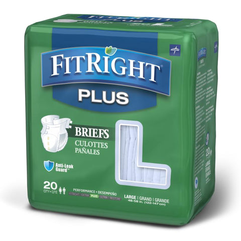 Incontinence Brief FitRight™ Plus Adult Large Unisex Disposable Moderate Absorbency  CLOTH LIKE FITPLUS LG 48-58" (20/BG 4BG/CS) MK-835155
