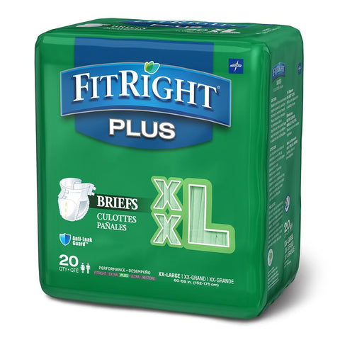 Incontinence Brief FitRight™ Plus Adult 2X-Large Unisex Disposable Moderate Absorbency  CLOTH LIKE FITPLUS XXLG60-69" (20/BG 4BG/CS) MK-835157