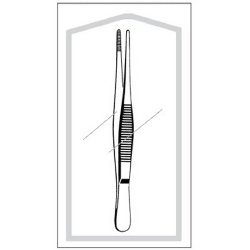 Dressing Forceps Econo Sterile™ 5 Inch Length Floor / Office Grade Pakistani Stainless Steel Sterile NonLocking Thumb Handle Straight Serrated Tips CASE OF 100 MK-841448