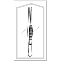 Dressing Forceps Econo Sterile™ 5 Inch Length Floor / Office Grade Pakistani Stainless Steel Sterile NonLocking Thumb Handle Straight Serrated Tips CASE OF 100 MK-841448