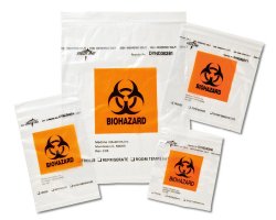 Specimen Transport Bag with Document Pouch 6 X 9 Inch Zip Closure Biohazard Symbol / Storage Instructions NonSterile PK/CS MK-843343