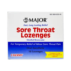 Major Pharmaceuticals Sore Throat Relief Major® 15 mg - 4 mg Strength Lozenge 18 per Box M-852678-4654 | Pack of 18