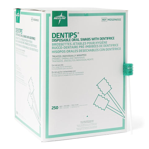 Oral Swab DenTips® Dentifrice Foam Tip 1 per Pack TREATED DRKGRN (250/BX 2BX/CS) MK-854077